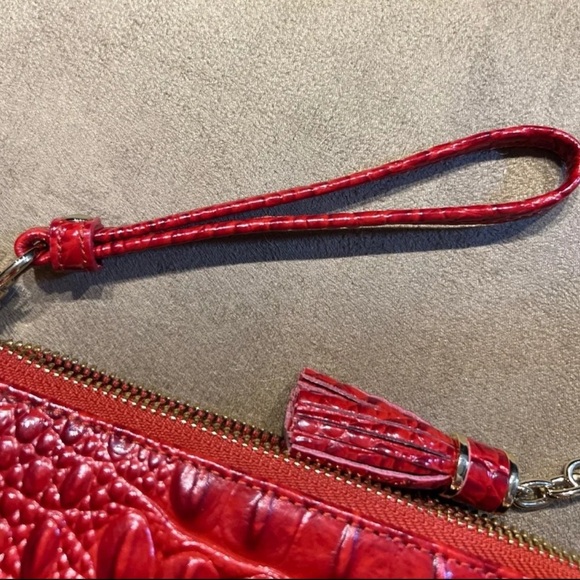 Pristine like new Brahmin Red Crocodile Embossed Leather Wristlet